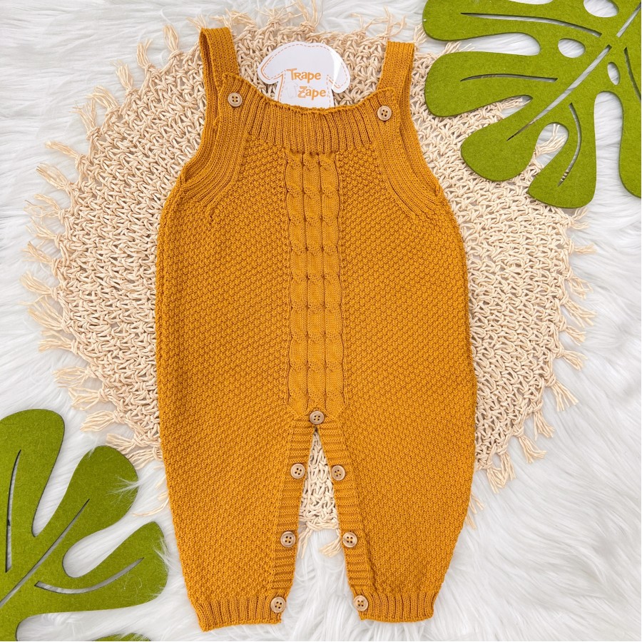  Jardineira de linha pipoca mostarda 